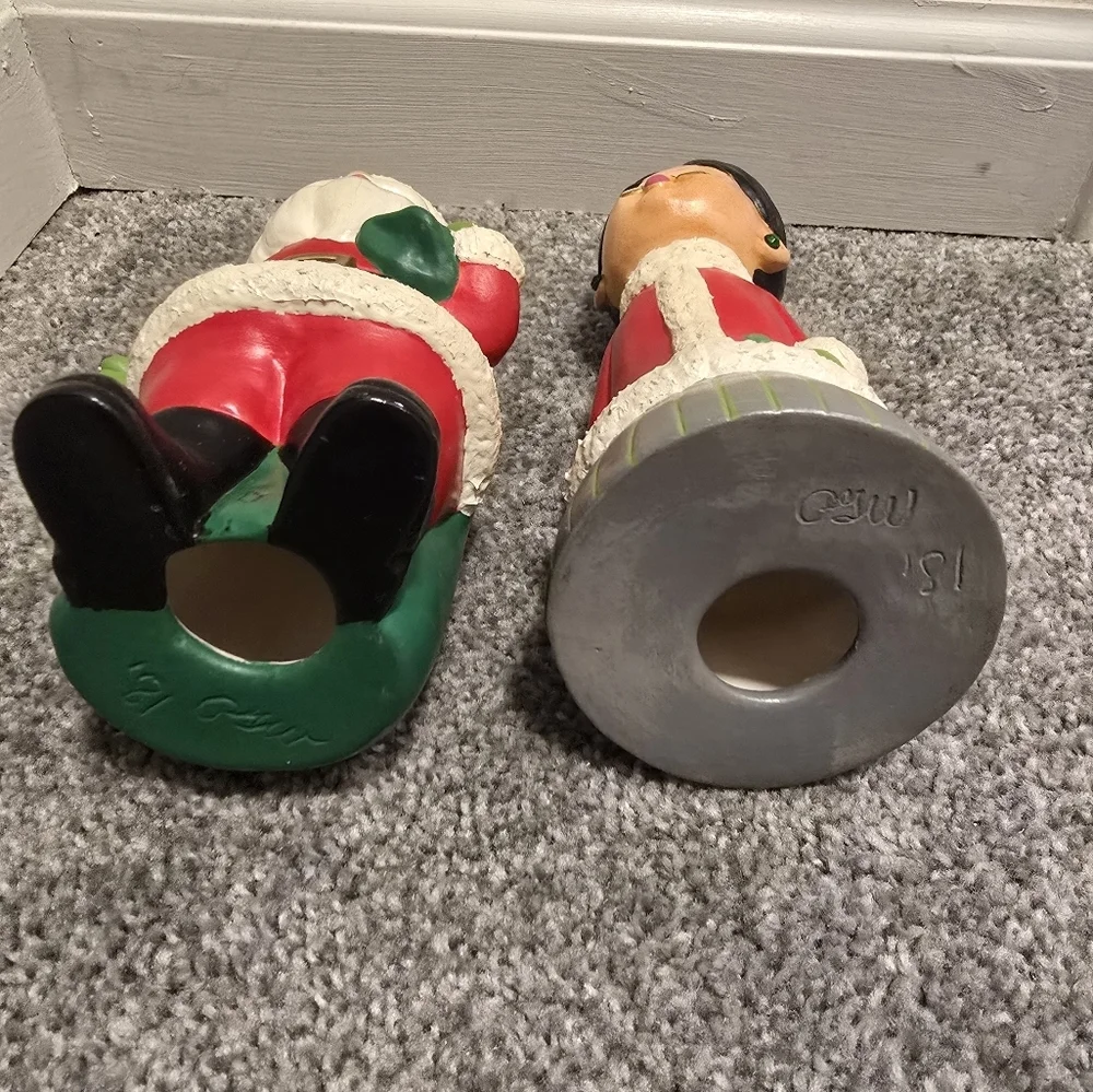 1981 Vintage Santa & Mrs Clause Ceramic Handpainted Christmas Figures